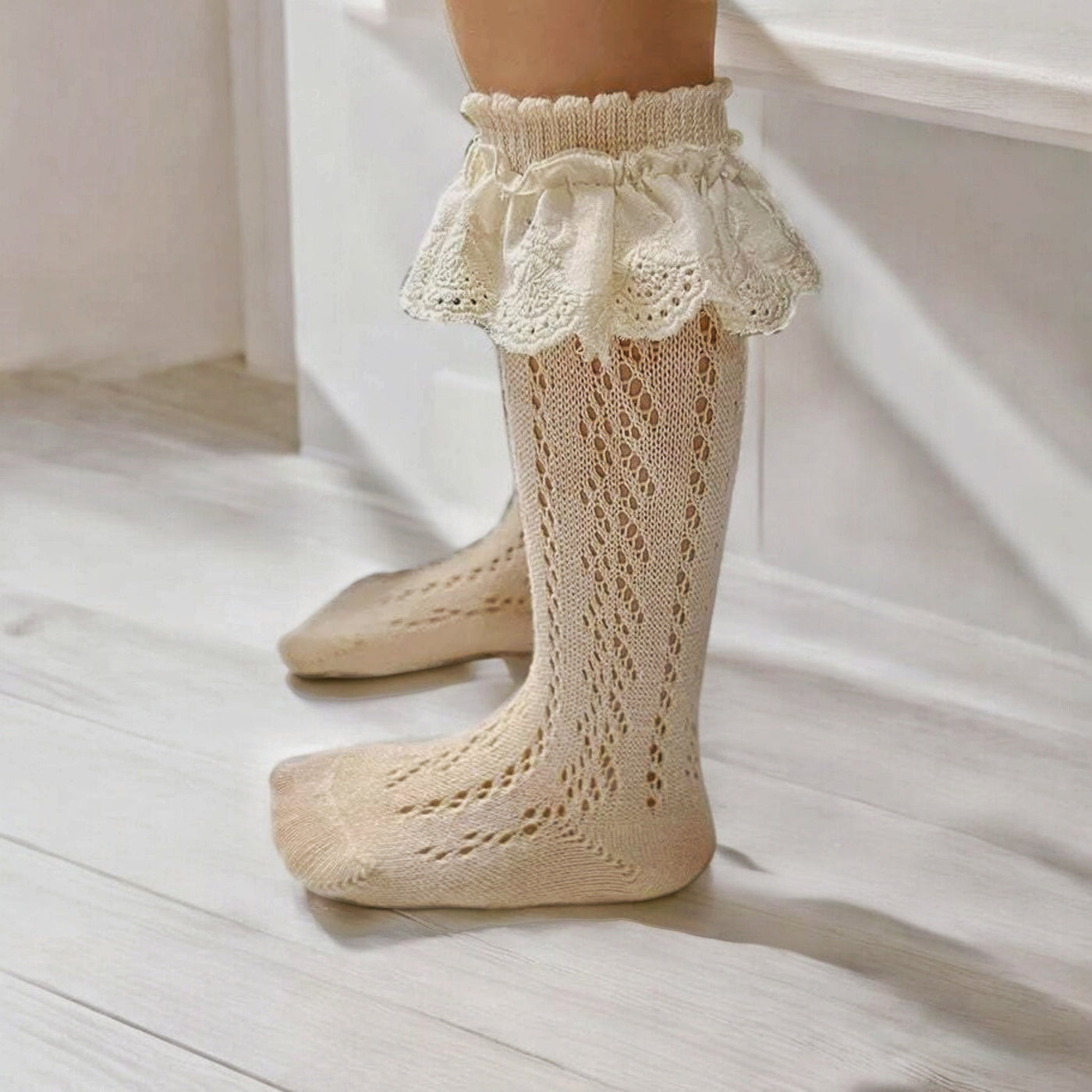 Beige Frill Socks