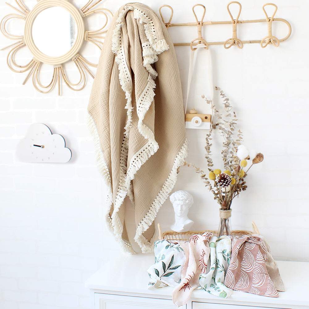 Beige Cotton Muslin Blanket